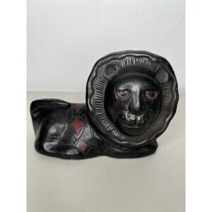 Vintage Mid Century Earthenware Lion Clay Sculpture